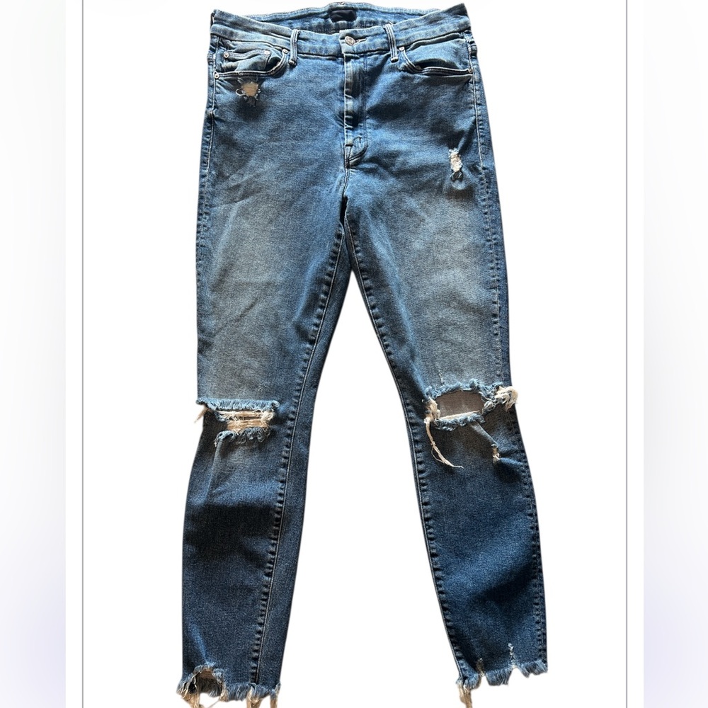 MOTHER High Waisted‎ Looker Ankle Chew Jeans 31 Rainbow Pocket - Picture 2 of 9